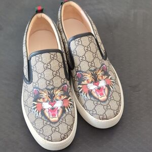 Gucci Angry Cat Beige Slip-On Sneakers